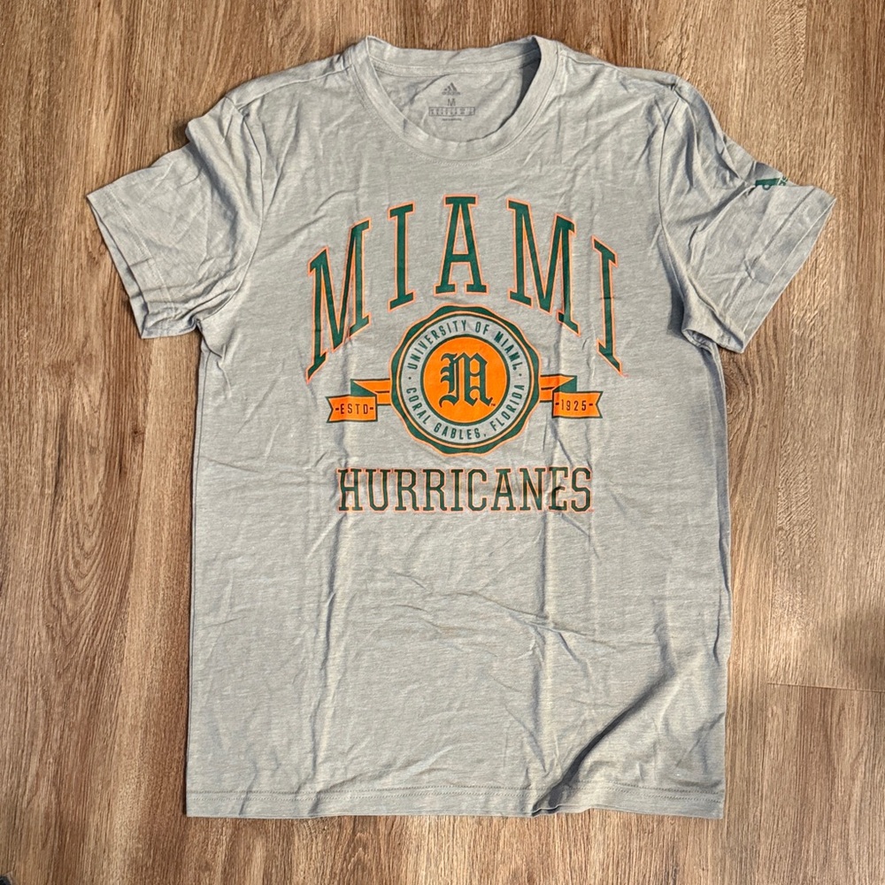 Adidas Miami Hurricanes Tri Blend Tee Shirt - NWOT - Medium